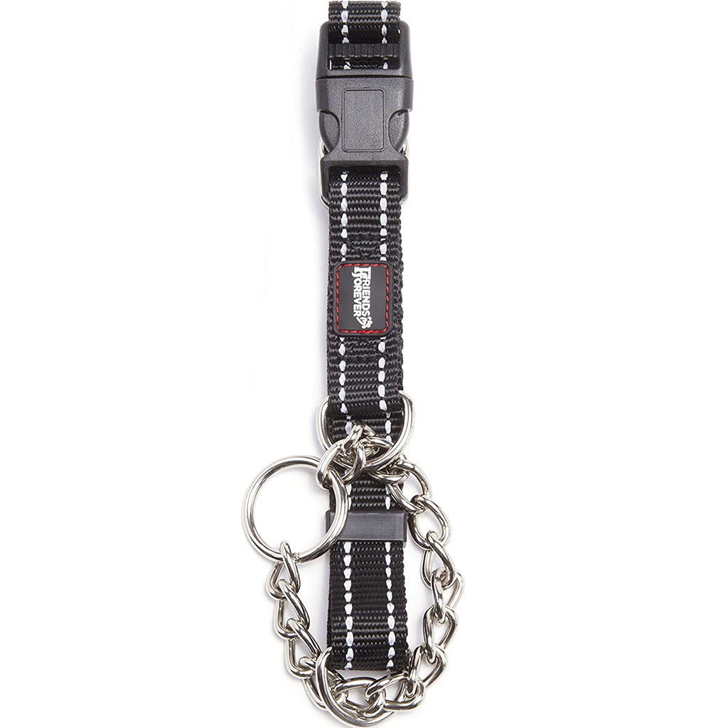 Martingale Collar | Reflective Adjustable Dog Collar with Stainless Steel Chain