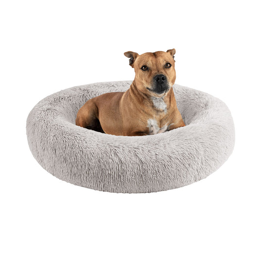 Calming Dog Bed & Cat Bed | Oval Pet Bed with Memory Foam - Serena/Grey