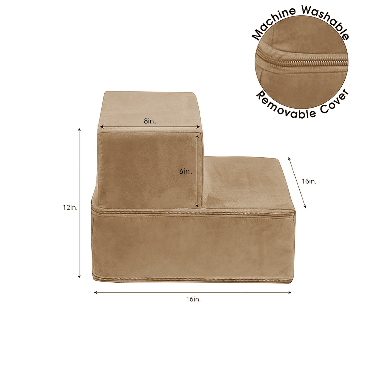 2-Step Pet Stairs | Dog Stairs - Milo/Khaki