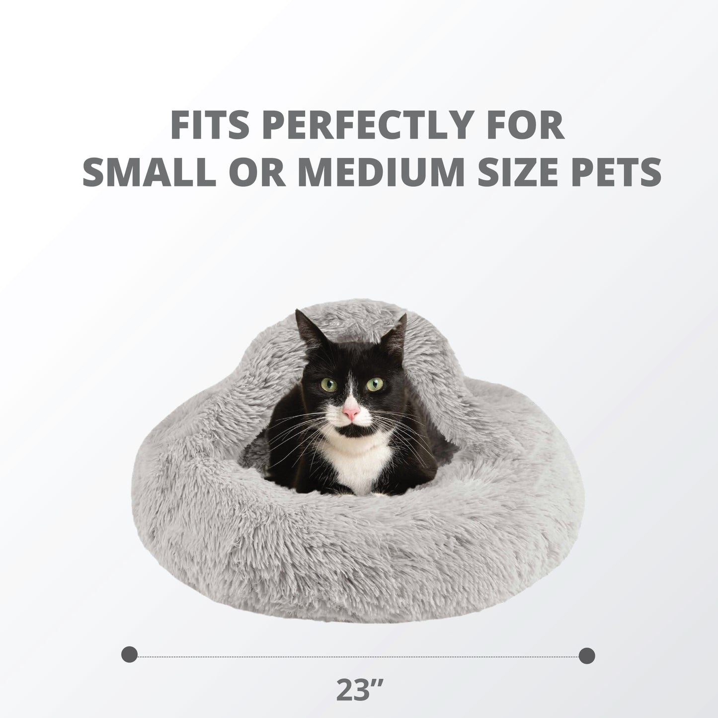 Donut Dog Bed with Hooded Blanket - Luna/Grey