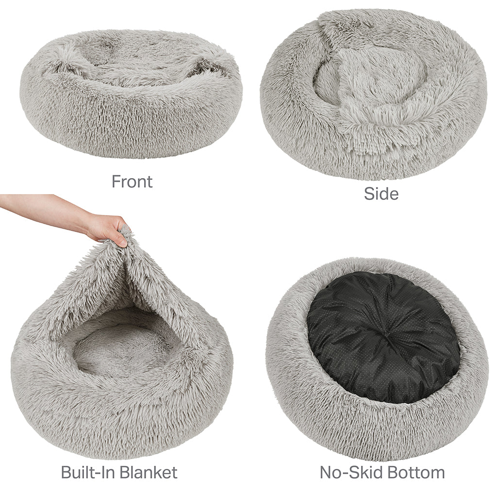Donut Dog Bed with Hooded Blanket Luna/Grey-Pet Bed – Friends