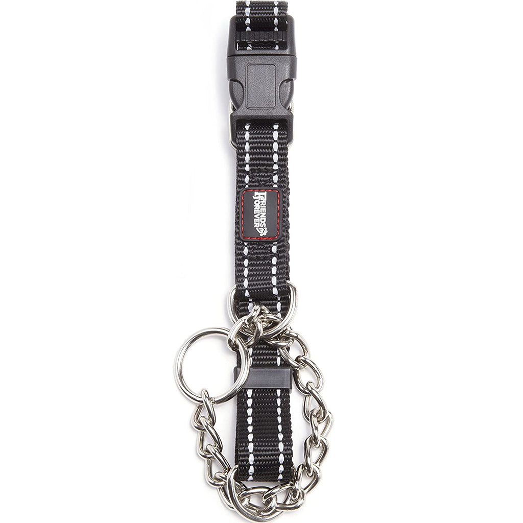 Martingale Collar | Reflective Adjustable Dog Collar with Stainless Steel Chain