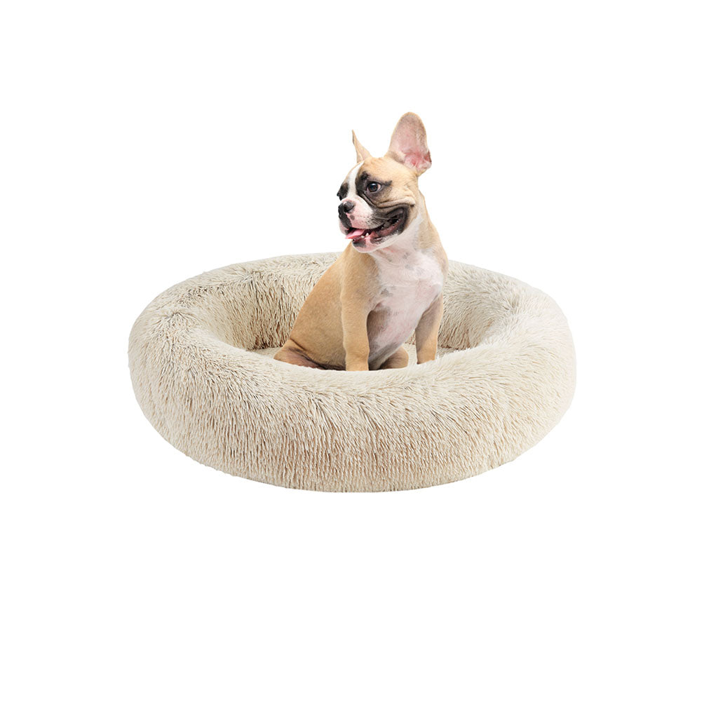 Calming Dog Bed & Cat Bed | Oval Pet Bed with Memory Foam - Serena/Tan