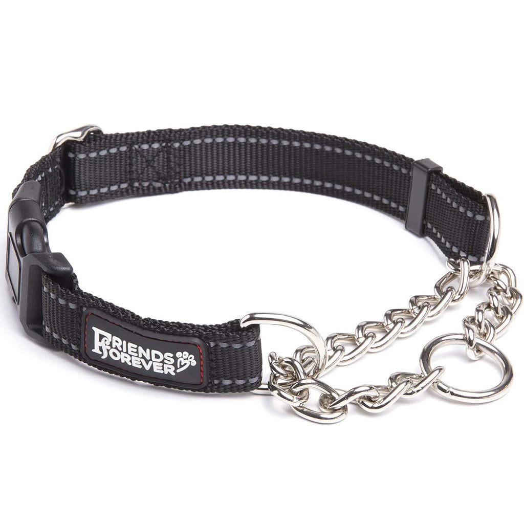 Martingale Collar Reflective Adjustable Dog Collar with Stainless Steel Chain